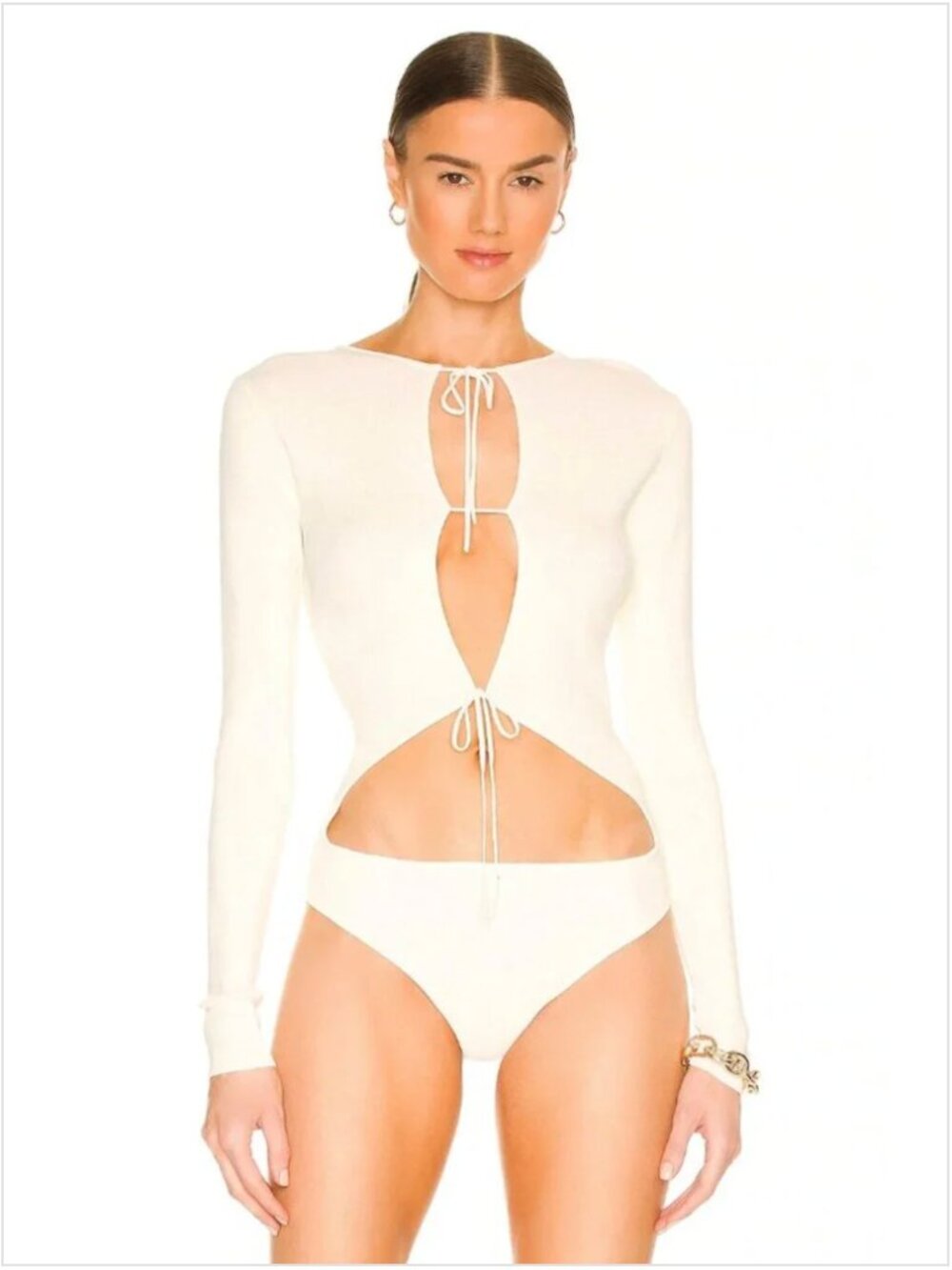 Aya Muse Forio Bodysuit in Off White Long Sleeve M